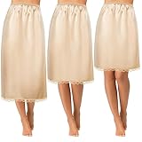 Mepase 3 Pieces Women's Satin Half Slip for Under Dresses 3 Kinds of Length 19, 27, 35 Inch Slip Dress with...