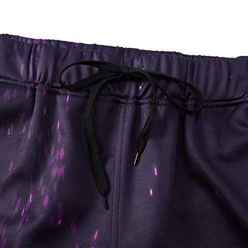 RAISEVERN Unisex Jogger Pants Flame Sweatpants Sportswear Black&Purple Gym Trousers with Pocket for Men &Women - Thumbnail 2
