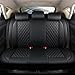 GIANT PANDA Full Set Piping Leather Seat Cover for Nissan, Rogue Kicks Frontier Murano, Custom Fit Seat Protectors (Black 5-Seat)