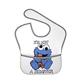 [EZIIS] よだれかけ 食事用エプロン クッキーモンスター よだれカバー ベビーよだれかけ 口拭き 子供食事用スタイ スーパービブ ソフトスタイ 赤ちゃん 離乳食エプロン 袖なし ポケット付き U型 男の子 女の子 防水 軽量 保育園用