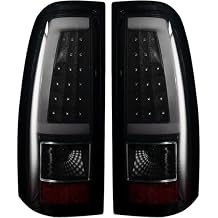 Tail Light Assembly Compatible With Chevy Silverado 1500 2500 3500 2003-2006 Driver and Passenger Side LED Smoke Black Rear Brake Lamps With Bulb Inside And Wiring Harness