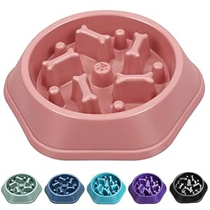UPSKY Slow Feeder Dog Puzzle Bowl, Interactive Bloat Stop Non-Slide Lick Treat Bowl for Small Medium Dogs (Pink)