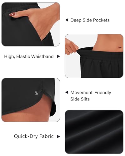 Stelle Womens 3" Running Shorts Mesh Liner High Waisted Workout Shorts Quick Dry Dolphin Athletic Shorts with Pockets4