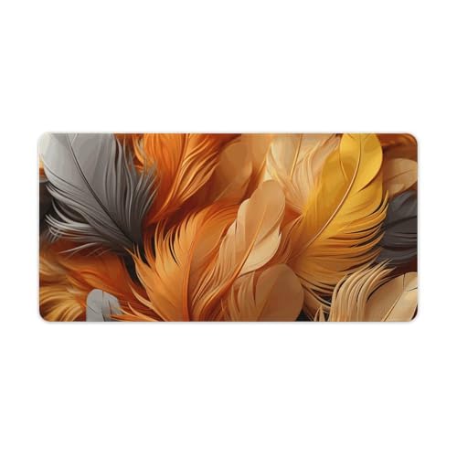 Grand tapis de souris de jeu plumes dorées bureau étanche