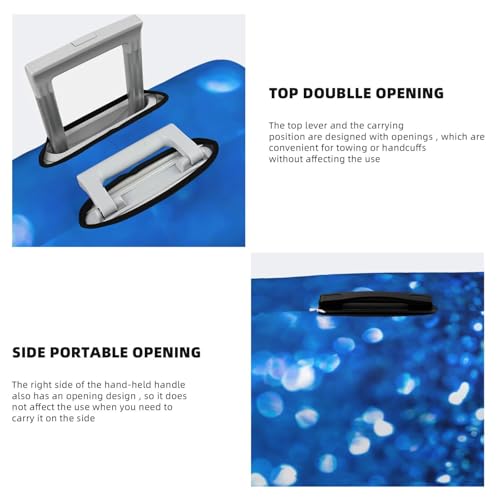 A Blue Glitter Print Luggage Cover For Suitcase,Washable Elastic Travel Suitcase Protector With Zipper Closure And Bottom Buckle – Fits 18-32" Luggage-Small3