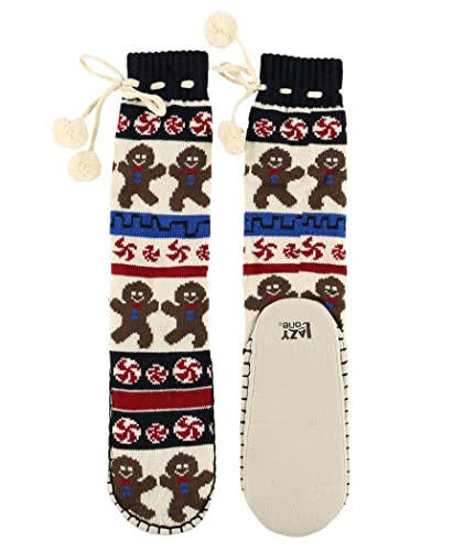 Lazy One Knitted Slipper Socks for Women, House Slippers Gingerbread, S/M