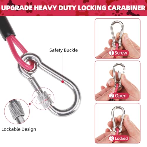 Image of Mihachi Dog Leash Chew Proof, Soft Reflective Padded Handle Dog Chain Leashes, Waterproof Anti Biting Pets Leashes, Stainless Steel Wire Rope Lead for Small Medium Large Dogs Outdoor, 5FT, Pink