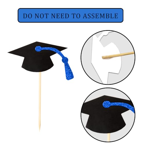 Image of 2026 Blue Glitter Graduation Cupcake Topper