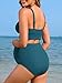 Charmo Maternity Swimsuit Bathing Suit Two Piece Swim High Waist Pregnancy Bikini Sets Ribbed Bathing Suit Cutout Peacock Green XL