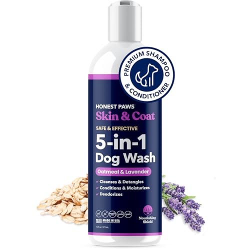 Honest-Paws-Dog-Shampoo-and-Conditioner-Premium-Dog-Wash-for-Allergies-and-Dry-Itchy-Moisturizing-for-Sensitive-Skin-Sulfate-Free-Plant-Based-All-Natural-Oatmeal-Lavender-16-Fl-Oz Honest Paws Dog Shampoo and Conditioner Premium Dog Wash for Allergies and Dry Itchy Moisturizing for Sensitive Skin Sulfate Free Plant Based All Natural Oatmeal Lavender 16 Fl Oz