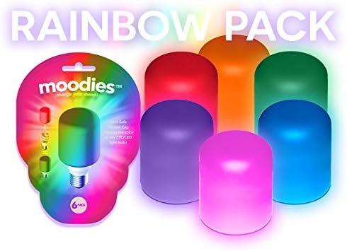 Moodies Rainbow 6 Pack of Colorful, Heat-Safe Silicone Light Bulb Cover for Decorating