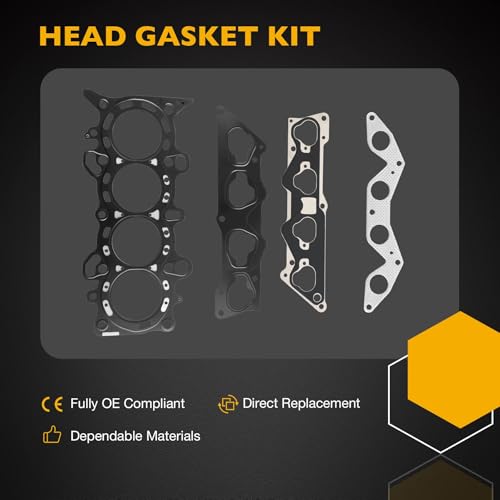 1.7 Engine Cylinder Head Gasket with Timing Belt, Compatible with 2001-2005 Honda Civic, Replaces# HS4034 HB4034 CSS312