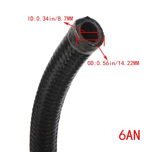 6An 10Ft Fuel Line Kit Universal Nylon Braided Fuel Hose Ends Kit 1 #TOP4