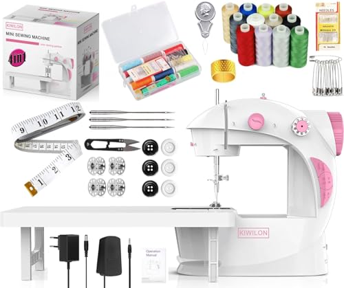 Image of Advance Electric Sewing Machine with Table Set I Mini Silai Machine for Home Tailoring I Stitching Machine with Foot Pedal, Adapter, Focus Light Girls Night Out) (SM+ET+KIT(Pink))