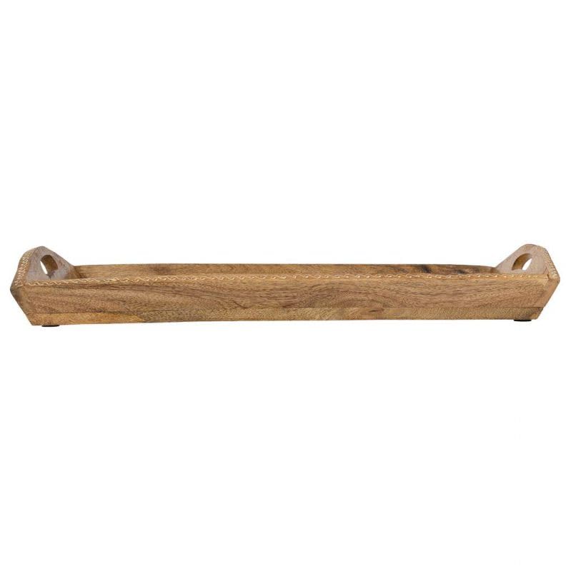 Plateau en bois rustique rectangulaire marron pour décoration salon