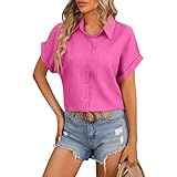 Bluse Damen Baggy Kurzer Stil Elegantes Loose Kleidung Damen Straight Bequem Und Tragbar Sportliche Bequem Youth Party heißes rosa XXL