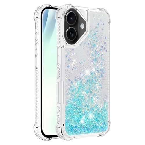 Coque iPhone 17 paillettes silicone souple bleu YBW pour femme
