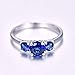 Psiroy 925 Sterling Silver Plated Round Simulated Blue Sapphire Quatrz 3 Stone Ring for Women Size 9