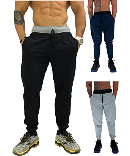 Kit 3 Calças Masculina Moletom MXD Conceito Slim Jogger Casual Cores Tradicionais Academia Lazer Tre