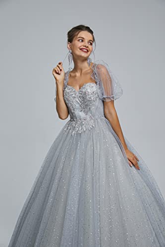 Image of Women's Beading Sweetheart Ball Gown Tulle Layed Long Quinceanera Dress