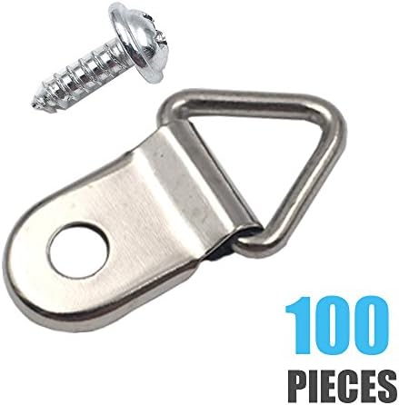 Comdox 100 Pack Picture Hangers Triangle Ring Picture Frame Hanger with Screws