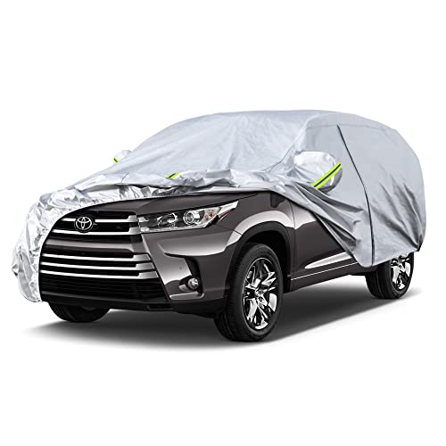 Image of Koukou SUV Car Cover Custom Fit Toyota Highlander from 2007 to 2025,Waterproof Car Cover All Weather for Automobiles Outdoor Indoor with Zipper Door, Sun Rain Dust Snow Protection.