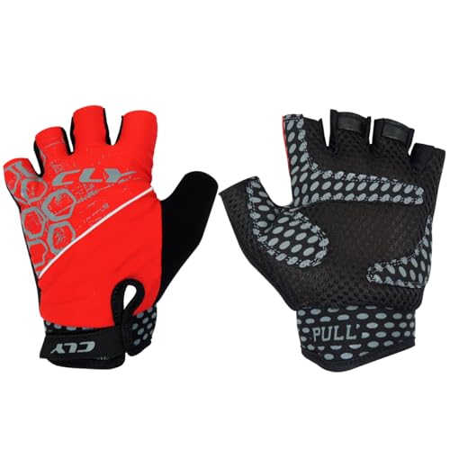 Luva Ciclismo Cly Meio Dedo Aerada Vermelho (G)