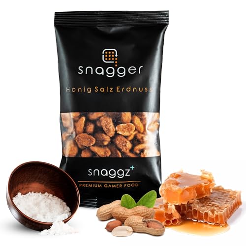 SNAGGER Honig-Salz-Erdnüsse – 100g geröstet & gesalzen | Süß-salziger Erdnuss Snack für Gamer, Partys & Alltag | Crunchy Genuss aus gerösteten Nüssen