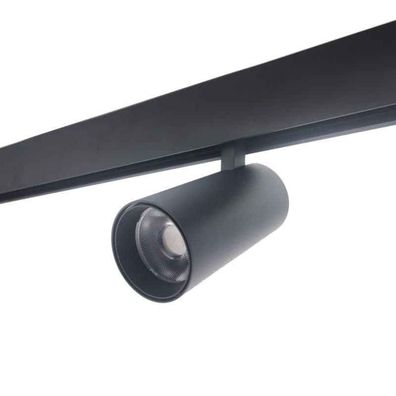 Kit Spot LED sur Rail Magnétique 48V 12W Orientable Noir + Télécommande - Blanc Neutre 4000K - 5500K