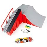 MOMSIV Mini Finger Skateboard and DIY Ramp Accessories Set, Skate Park Deck Truck Board Ramp Kit Fingertip Movement Party Sports Game Toy for Kids and Children (B)