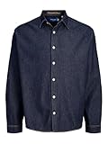 JACK & JONES Shirt Jornorrebro-Maglietta in Denim LS Noos, Blu Jeans Scuro, XXL Uomo