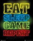 Dimensiones: 50 x 40 cm 1art1 Gaming Eat Sleep Game Repeat Póster Mini 50x40 cm