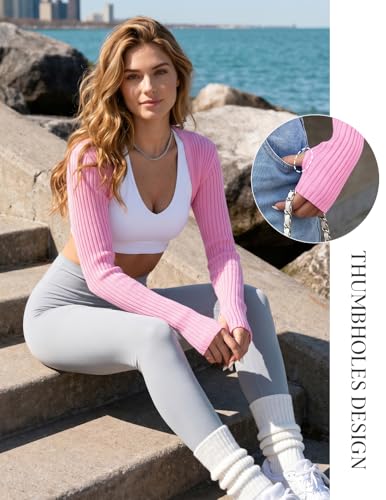 Image of Women's Long Sleeve Shrug Sweaters Knit Bolero Shoulder Open Cropped Cardigan