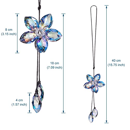 ATMOMO Crystal Flower Car Hanging Ornament Lucky Car Accessories (Colorful)