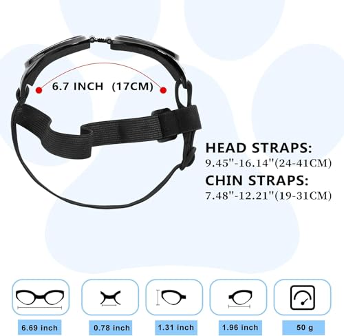 RvPaws Dog Sunglasses Dog Goggles for Medium Large Breed Dogs, Wind Dust Fog Protection Eye Wear Pet Glasses with Adjustable Strap for Motorcycle Car Driving Swimming Over 15lbs - 1 Pcs Goggles