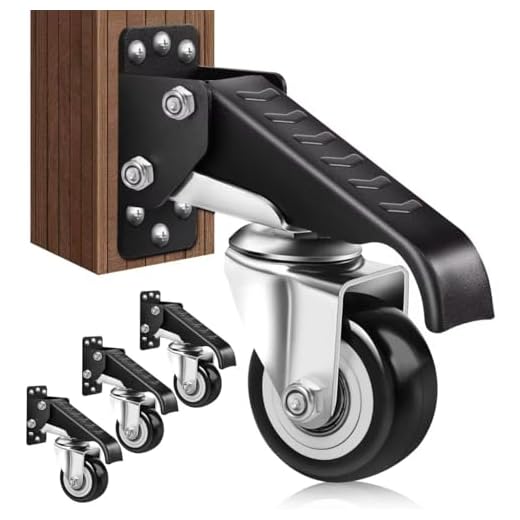 SPACECARE Workbench Casters Heavy Duty Retractable Casters，600 Lbs Capacity Set of 4 Stepdown Casters Wheels or Workbenches Tables and Equipments，Side Mounted Adjustable Table Casters