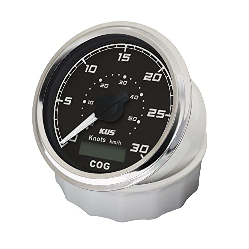 KUS GPS Tacho Kilometerzähler 30Knots Für Boot Yachten 85mm 12V/24V (Schwarz)