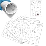 Guapa Peau d'entraînement au tatouage pré-imprimée de 3 mm, tampon d'entraînement en silicone double face avec pochoirs gris clair, peau synthétique réaliste pour un tatouage précis. (White-3PCS)