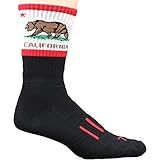 MOXY SOCKS Black with White CALI Bear Performance Crew Socks