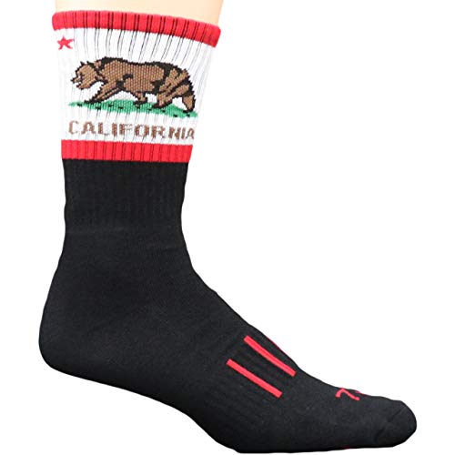 Black with White CALIFORNIA Bear Performance Crew Socks