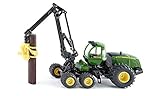 Lieferumfang: 1x SIKU 1994 John Deere Harvester Holzvollernter inkl. 2 Kunststoff-Holzstämmen, Maßstab: 1:50, Material: Metall/Kunststoff, Abmessungen: 24,5 x 6,1 x 14,1 cm, Gewicht: 0,274 kg, Farbe: Grün, Serie: SIKU FARMER