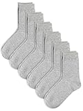 COTTON DAY Unisex Little Kids Youth Boys Girls Soft Cotton Crew Dress Socks Seamless Toe 6 Pack 6-8 years Plain Lt Gray M (8)