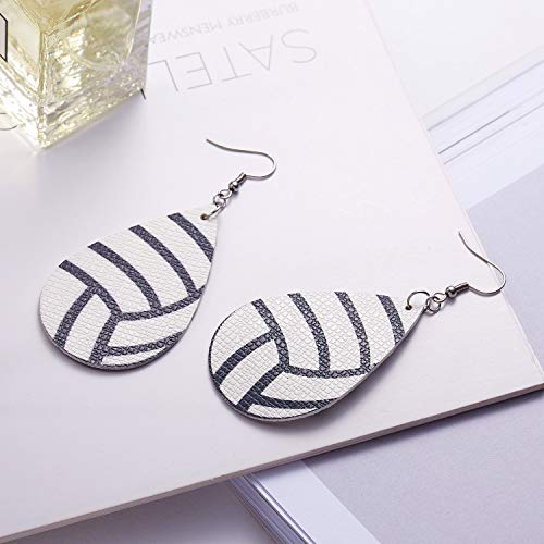 5 Pairs Football Earrings Faux Leather Teardrop Earrings Single Layer Football Earings Soccer Basketball Football Rugby Baseball Faux Leather Dangle Earrings Teardrop Ball Leather Dangle Earrings #TOP3