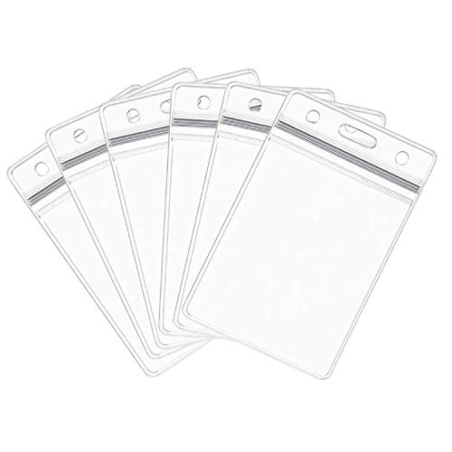Olivia Tree 12 pcs ID Card Holder - Heavy Duty Clear Vertical Vinyl PVC with Waterproof Type Resealable Zip ID Card Holder Hard Plastic - Badge Holders Plastic Single Layer Thickness 08mm