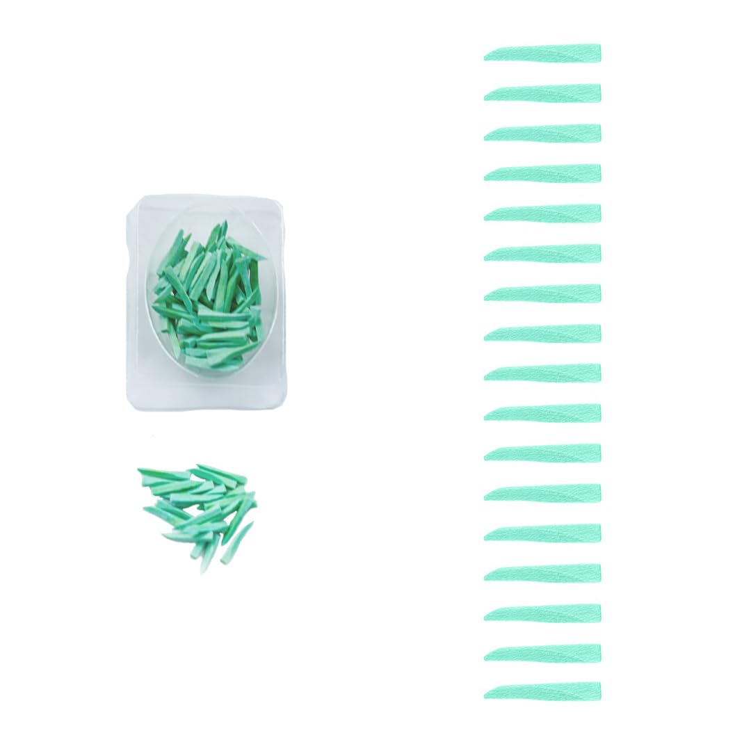 100 Pcs Dental Wooden Wedges by Vastmed | Disposable Wooden Wedges - Green (Medium)
