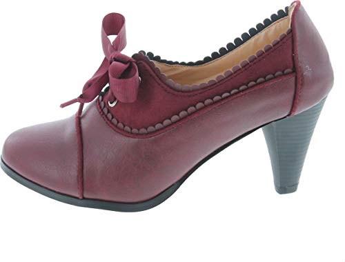 Chase & Chloe Dora-7 Lace-Up Vintage Cut-Out Women's Heeled Oxford - Image 3