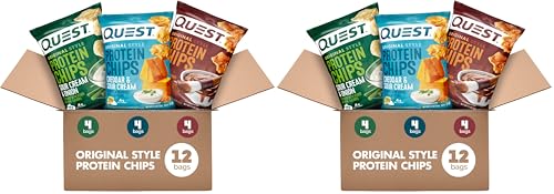 Image of Quest Nutrition Protein Chips Variety Pack,BBQ,Cheddar & Sour Cream,Sour Cream & Onion,High Protein,Low Carb,1.1 oz,(Pack of 24)