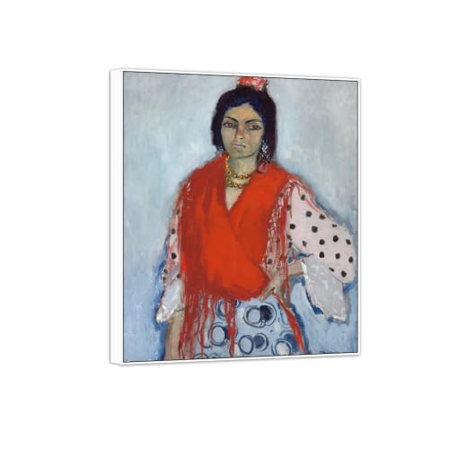 Tableau impressions sur toile Woman cadre blanc 35x30cm pour décoration murale salon