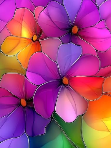 Kit Diamond Painting Fleurs 80x107cm complet avec strass circulaires pour décoration murale G-298