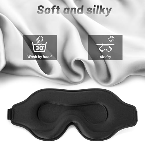 Sleep Eye Mask for Men Women, Lash Extensions 3D Sleeping Mask, Travel Blackout Night Blindfold Eye Shade Cover with Adjustable Strap (Black) - Image 6